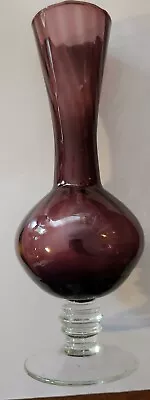 Mid Century Vases Made In Italy Amethyst Purple Art Glass 8  Pedestal EUC • $32