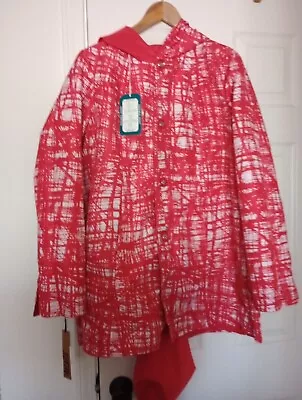 New D.e.t.a.i.l.s  Intl Women's Red Reversible Packable Hooded Rain Jacket Large • $20