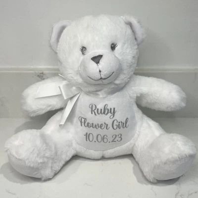 £19.99 • Buy Personalised Bunny Teddy Bear Wedding Favour  Flower Girl / Bridesmaid GIFT