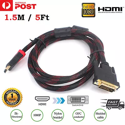 HDMI To DVI-D (24+1 Pin) Monitor Display Cable Cord For ProjectorsPlasma TVs • $14.49