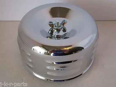 Chrome 4 5/8  Louvered Air Cleaner 1 Or 2 Bbl Fits Chevy & Ford Hot Rod #2339   • $21.99