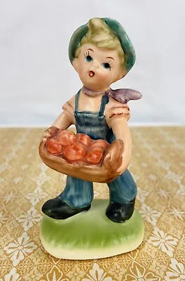 Vintage Figurine Hummel Style Boy Apple Picker Farmer “Our Children” Farmhouse • $8