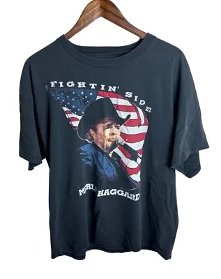 Vintage Merle Haggard Fightin' Side Of Me Album Band Music T-Shirt Size XL • $39.60