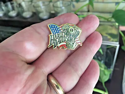 Harley Davidson Vintage Flag Brass Pin - Baron - Issued Between 1989 And 1991 • $6