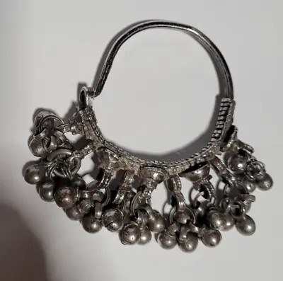 Antique Middle Eastern Tribal / Yemeni Large  Silver Earring Handcrafted • $75.78