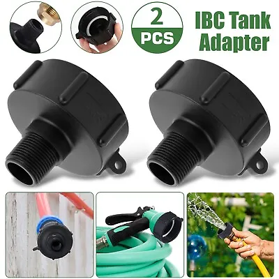 2x IBC Tote Water Tank Adapter 2  For Garden Hose Drain Plug Connector Easy Use • $10.48