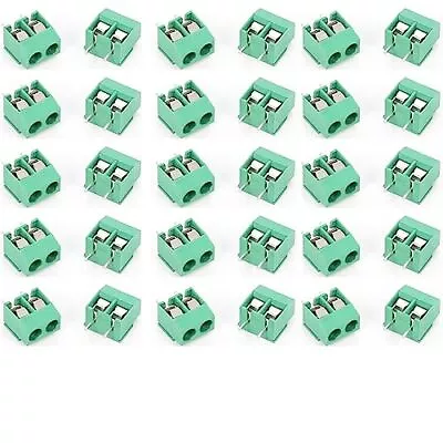 2-Pin 5mm Pitch PCB Screw Terminal Block Connector Green，Pack Of 30 • $14.82