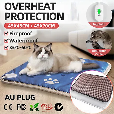 Electric Pet Heat Mat Heated Pad Dog Cat Heating Blanket Bed Waterproof 45/70cm • $18.35