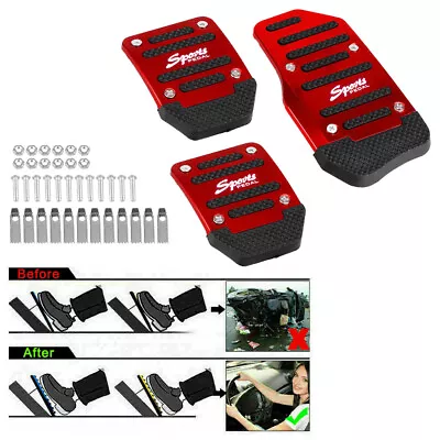 3 Piece Universal Car Non-Slip Manual Gas Brake Foot Pedal Pad Cover Set Red • $10.99