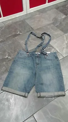 Nwt Adam Levine Womens Juniors Denim Shorts W/suspenders 5/6 7/8 9/10 • $14.99