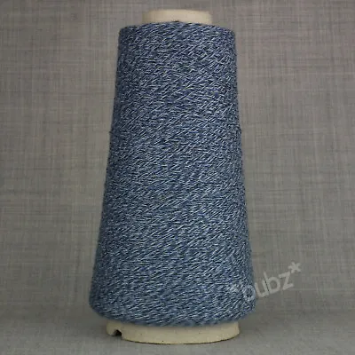 ITALIAN PURE CASHMERE YARN 100g CONE JEANS TWEED LACEWEIGHT MACHINE KNIT BLUE • £15.95