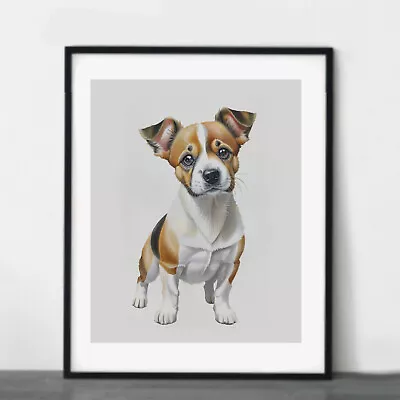 Jack Russell Puppy Dog Portrait Print For Dog Lovers Home Wall Decor (01) • £4.99