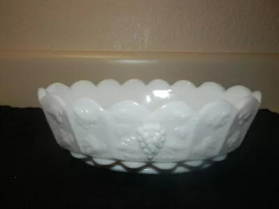 Westmoreland Milk Glass Paneled Grape 6 5/8  Oval Nut Dish  MARKED • $6.99