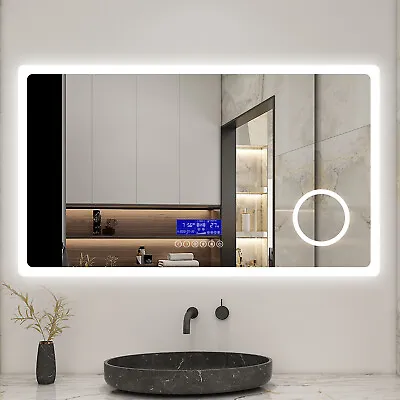 LED Illuminated Bathroom Mirror Multifunction Anti-fog Bluetooth Magnifier Clock • £219.99