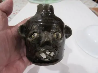 Miniature Grotesque Face Jug By Nathaniel Hewell Ga. - Signed  & Dated 1991 • $100