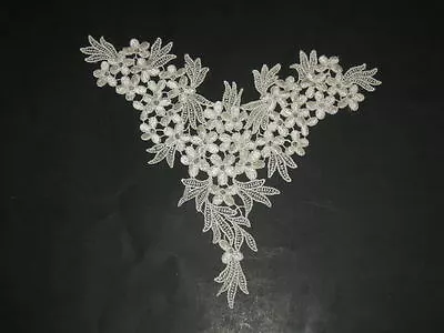 Ivory Venise Lace Applique Large Yolk 13  Wide X 10  Long Beautiful • $8.45