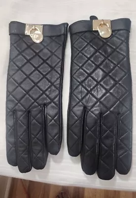 Black Quilted Leather Gloves Michael Kors  Hamilton  Large  Michael Kors  • $32.20