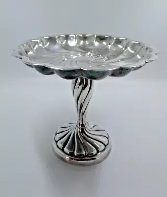 Vintage F B Rogers Co 657 Silver Plate Swirled Scalloped Tall Footed Candy Dish • $28.80