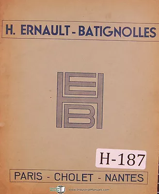 HEB DE 75 French Coiffe D'obos Perfarant DE 75 Lathe Execution Operation Manual • $55