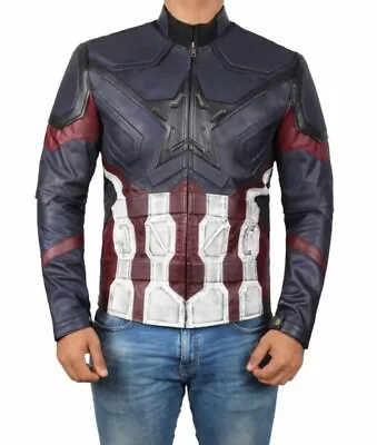 Avengers Infinity War Captain America Costume Leather Jacket • $79.99