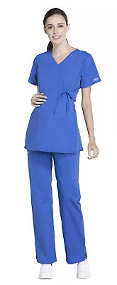 Cherokee Workwear Women's Maternity Scrub Set WW685 Mock Wrap Top & WW220 Pants • $61.96