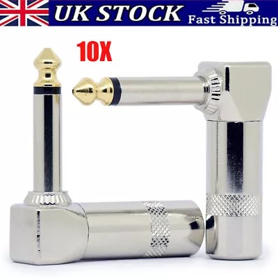 £8.51 • Buy 10X 1/4 Inch L-shape Jack Right Angle Male Mono Plug Connector For Audio 6.35mm