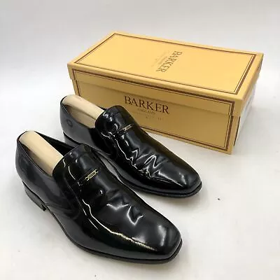 Barker Hugo Men's Black Patent Leather Evening Dress Shoes Size 8 Used • £15