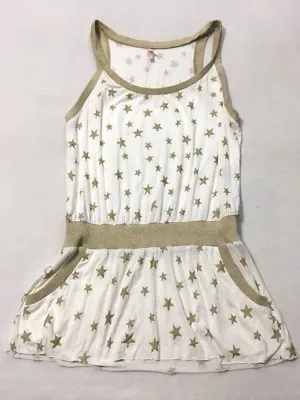 Victoria's Secret S White Gold Star Short Dress Cover Up Pockets Small • $17.99