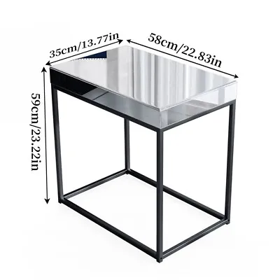 Round/Rectangle Mirrored End Table Accent Desk For Living Room Entryway Bedroom • £57.91