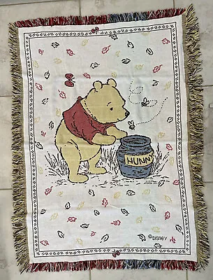 Disney Classic Winnie The Pooh Tapestry Throw Blanket Vintage 36x48 • $38