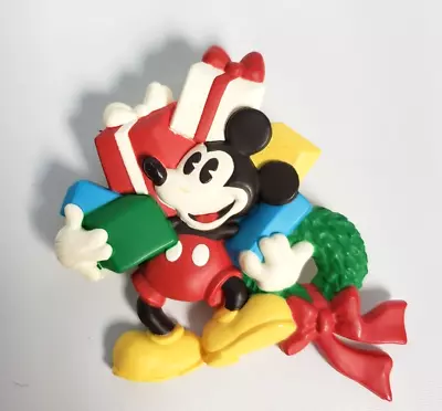 Mickey Mouse Christmas Holiday Plastic Lapel PIN Gifts Brooch Hallmark Disney • $6.84