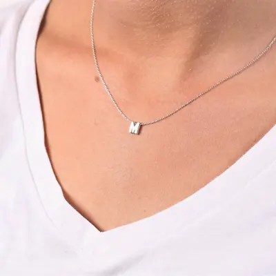 £3.59 • Buy Silver Colour Love Heart Initial 26 Letters Chain Necklace Women Free Gift Bag 