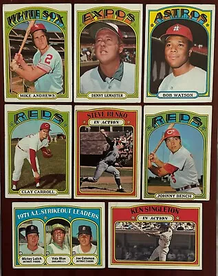 Lot Of 8 Vintage 1972 Topps Baseball Cards- Johnny Bench (see Back Of Card) • $4.25