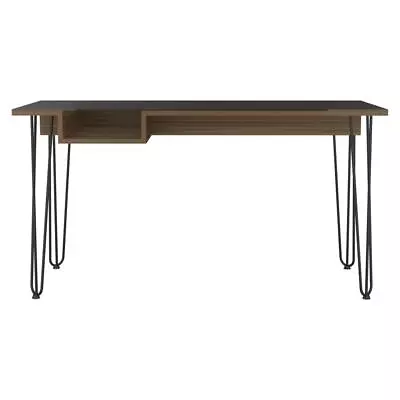 Industrial Style Glass Top Surface Office Desk With Metal Legs And One Shelf • $167.89