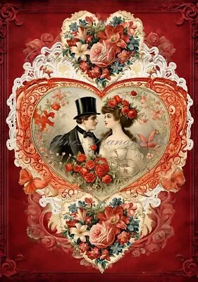 Vintage Victorian Valentine A Designer Cotton Fabric Quilt Block Multi-sizes • $12.50