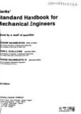 Marks' Standard Handbook For Mechanical Engineers By Baumeister: Used • $10.24