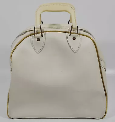 Vintage Bowling Bag - White With Gold Trim Beading - Only Marking Is JOY Zippers • $24.95