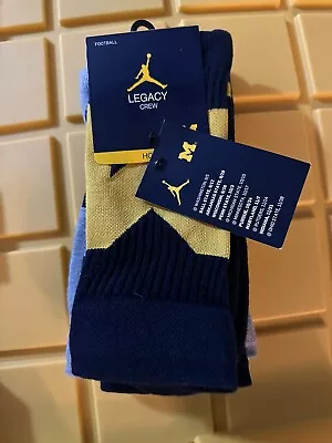 Jordan Michigan Football Legacy Crew Socks 2 Pair CN1533-902 M 8-12 W 10-13 JJ • $50