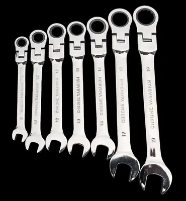 7Pc 8-19mm Ratcheting Wrench Combination Metric Flexible Head Tool Set • $29.15