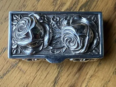 Vintage Sterling Silver Small Pill Box Embossed Flowers Hallmarked • $64.72