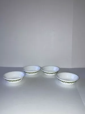 Vintage Corelle Green Spring Blossom Crazy Daisy Berry Bowls 5 3/8  - Set Of 4 • $24.99