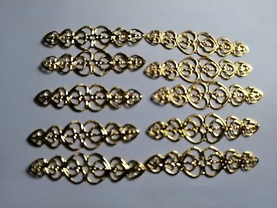 10 Metal Filigree Gold Embellishment Love Heart Wraps 3D Home Decor Craft Art • £2.25