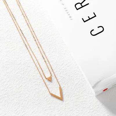 Necklace Chic Chevron Necklace V-Shaped Necklace Stainless Steel Chain • £6.09