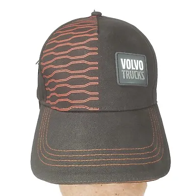 NWT Volvo Trucks Adjustable Strapback Hat Rubber Patch Black Orange Logo Cap • $20.99