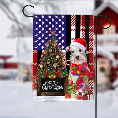 Miniature Schnauzer Dog Merry Christmas Flag Schnauzer Dog Christmas Tree Flag • $30.99