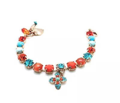 Bracelet By Mariana Africa Coll. Turquoise Mineral Oranges And Blues Swarovs... • $179