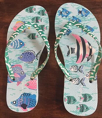 Vera Bradley Flip Flops Ladies Size Medium- 7/8 - Tropical Fish-Aqua-NEW • $19.95