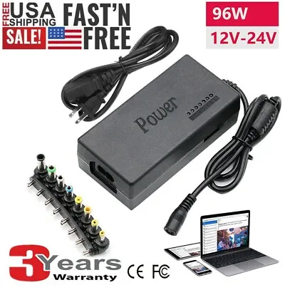 96W Universal Laptop Charger Adapter For Notebook 12-24V Adjustable Power Supply • $13.99