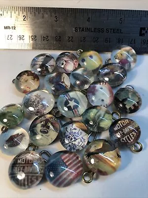 20 Each Craft Supply Lot Round Glass W/ Various ScenesCabochon Flat Back Mosaic • $5