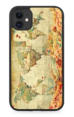 Vintage World Map Rubber Phone Case Nautical World Traveller Retro Style DH69 • £13.90